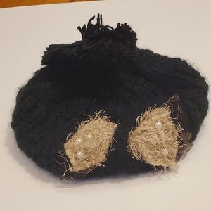 Black Pompom Beret